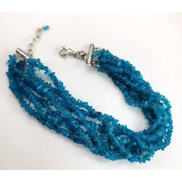 Sterling Silver Blue Apatite Chip Bracelet Multi-strand by Ross Simons DH169 - Picture 1 of 6